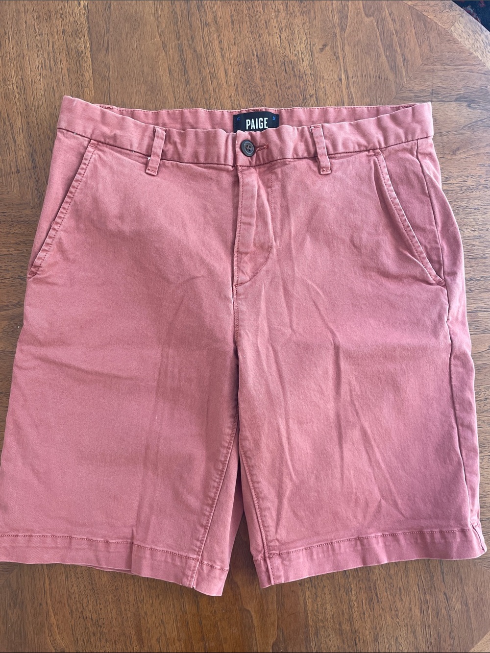 PAIGE Men’s Dusty Rose Flat-Front Chino Shorts